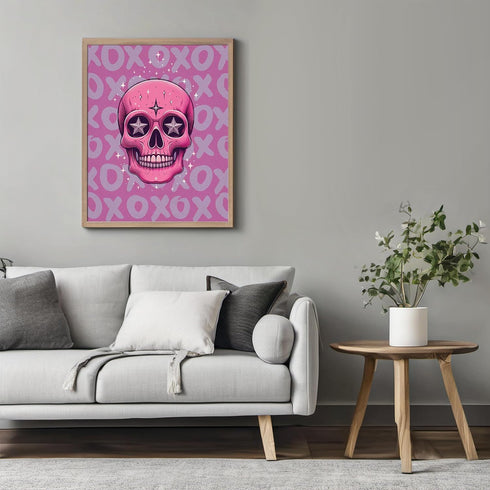 Posterizer 1 pcs-Skull Art Print-Cute Pink Girly Aesthetic Poster-Abstract & Modern Art-Girls room art-Gifts for Women-decor for Girls, Teens Bedr...