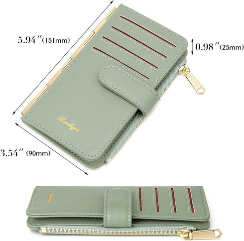 Badiya Credit Card Holder for Women RFID Blocking Slim Wallet Bifold Multi Card Case Zipper Pocket with 3 ID Window...
