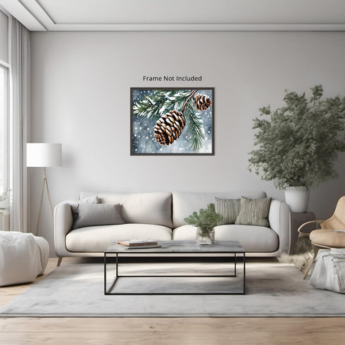 Posterizer 1 pcs-pinecones in snowey winter nature 1-Landscape & Nature Art-GIft for Men Women Teens-Living Room Bedroom Decor- unframed wall art...