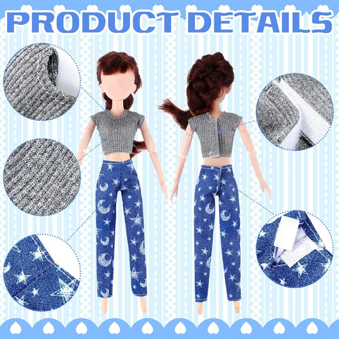 4 Sets Doll Clothes 11.5 Inch Girl Doll Accessories Doll Clothing Doll Outfits Doll T Shirt Dress Short Sleeve and Pant for Girls Birthday Gifts(V...