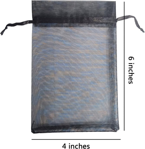 Organza Gift Bags Packs of 50 Drawstrings 4x6 inch Black for Baby Shower,Girl Birthday,Party Favors,Wedding,Bridal Shower,Christmas,Bulk Sheer Fab...