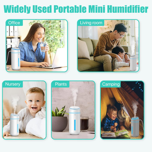 Small Humidifiers for Bedroom Nightstand Room 400ML USB Humidifer Plant Cool Mist Humidifier Easy Clean Travel Mini Portable Personal Desk Car Qui...