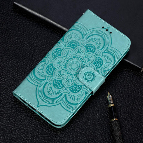 LEECOCO for Samsung A10E Case Mandala Embossing Luxury PU Leather Flip Notebook Wallet Bookstyle Magnetic Stand Card Slot Folio Bumper Protection ...