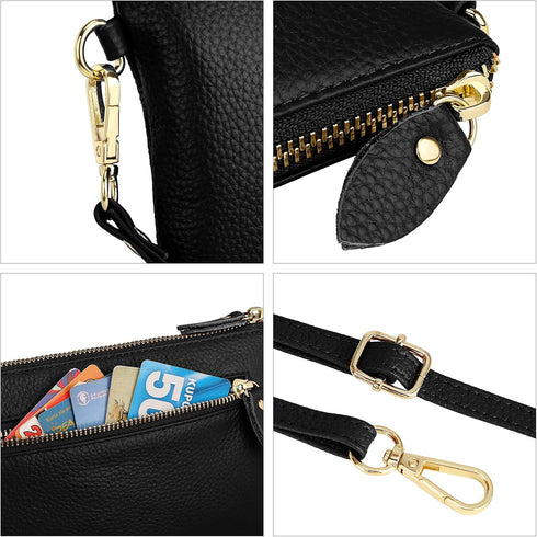 Uromee Wristlet Wallet Clutch Purses for Women Genuine Leather Crossbody Bag Handbag with Detachable Shoulder Chain...