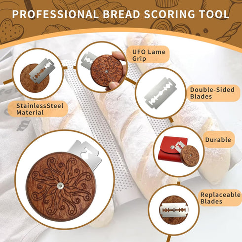 UFO Bread Lame Cutter set, Sourdough Bread Scoring Tool for Homemade, Sourdough Bread Bakers Cutting Bread Scoring Knife Razor Cutter,Gift for Bag...