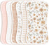Konssy Muslin Baby Burp Cloths Sets for Unisex- 6 Pack Large 100% Cotton Adorable Printed Burping Clothes for Newborn, Baby Girls and Boys...