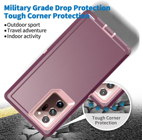 Anloes Case for Samsung Galaxy Note 20 Ultra 5G, Phone Case Heavy Duty Shockproof Dustproof Rugged Defender Protective, 3 in 1 Bumper Cover Purple...