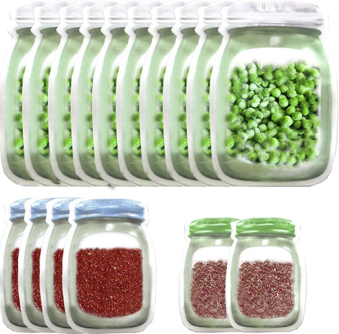 Enkrio 20 PCS Mason Jar Zipper Bags Storage Reusable Food Bag for Snack Sandwich Nuts Cookies Airtight Zipper Sealed Baggies Leak-Proof...
