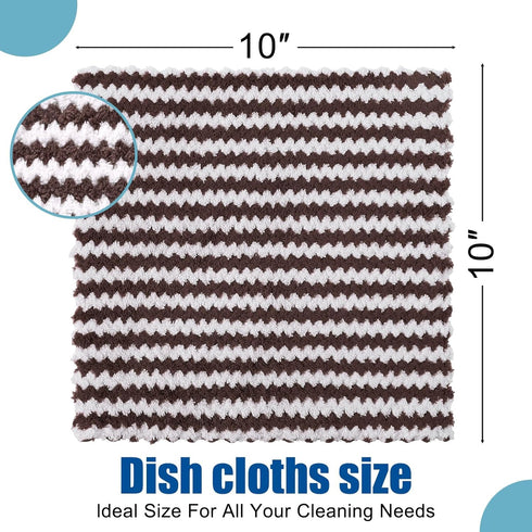 Homaxy 24 Pack Kitchen Dish Cloths, Ultra Soft and Absorbent Dish Towels, Reusable Fast Drying Microfiber Cleaning Cloth, Coral Velvet Wave Design...