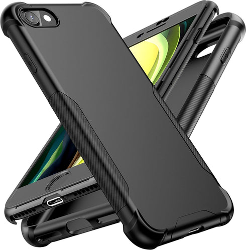 ORETECH Designed for iPhone SE 2020 / SE 2022/7 / 8 Case with 2 x Tempered Glass Screen Protector 360° Fully Protection Hard PC Soft TPU Shockproo...