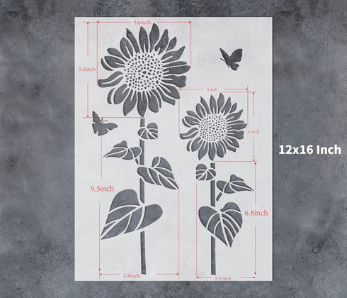 GSS Designs Sunflower Stencils 12x16Inch Flower Stencils for Painting on Wood Canvas Paper Fabric Floor Wall Furniture Reusable Sunflower Wall Ste...