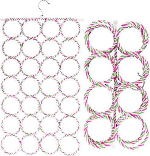 Super Z Outlet Foldable 28 Ring Hole Slots Space Saving Clothing Closet Hanger Scarf, Ties, Belts, Socks Organizer for Home Bedroom, Bathroom, Liv...