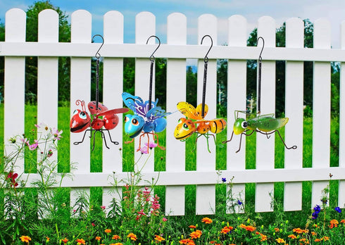 GIFTME 5 Metal Garden Sculptures Statues Yard Art Decoration,Set of 4 Garden Decor Perfect Hanging The Tree, Porch,Backyard or Patio Wall Decor...