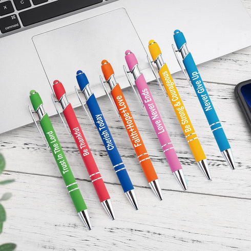 PASISIBICK 14 Pieces Motivational Inspirational Quotes Snarky Screen Touch Stylus Ballpoint Pens for Office Encouraging Scriptures with Black Ink(...