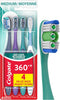 Colgate 360 Whole Mouth Toothbrush, Adult Toothbrushes Medium Bristles, Helps Remove Bad Breath Bacteria and Plaque, Medium Toothbrush Pack, Inclu...