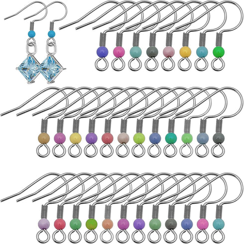 120pcs Hypoallergenic Earring Hooks for Jewelry Making,Ear Wires Fish Hooks French Wire Hooks Colorful Fish Hook Earrings French Ear Wires for DIY...