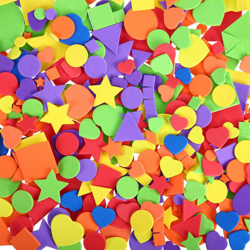 Sumind 1500 Pieces Self Adhesive Foam Stickers Mini Geometry Shapes EVA Foam Stickers for Kids DIY Art Craft, Circle, Square, Triangle, Heart, Pen...