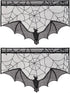 ANPHSIN Halloween Black Lace Spiderweb- 2 Pcs Bat Curtain Window Valance Cobweb Tablecloth Shower Curtains Fireplace Mantles Scarf Cover for Home ...