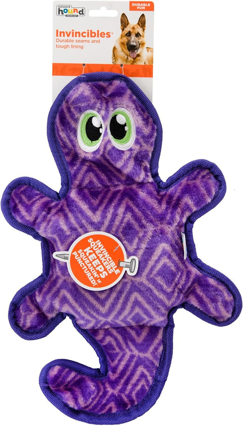 Outward Hound Durablez Tough Plush Squeaky Dog Toy, Gecko, Purple, Medium...