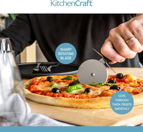 KitchenCraft KCPIZZA Pizza Cutter Wheel with Nylon Handle, Stainless Steel, 20 cm...