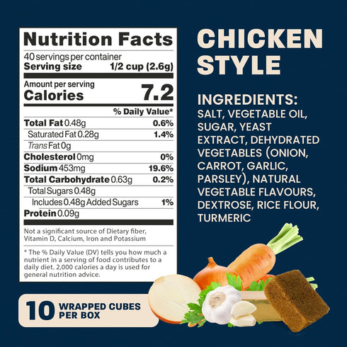 Massel Chicken Style Broth Boullion Cubes, Gluten Free, MSG Free, Dairy Free, Non GMO, 0g Trans Fat Soup Base Seasoning For Ramen, Soup, Stew, No ...
