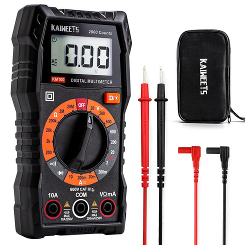 KAIWEETS Digital Multimeter with Case, DC AC Voltmeter, Ohm Volt Amp Test Meter and Continuity Test Diode Voltage Tester for Household Outlet, Aut...