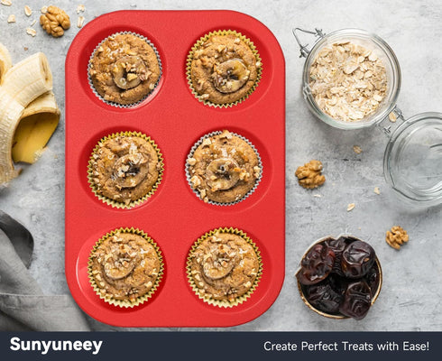 2-Pack Silicone Muffin Pan | 6-Cup Non-Stick Chocolate Cookie Molds | BPA-Free, Food-Grade Silicone | Oven, Microwave, Dishwasher Safe | Perfect f...
