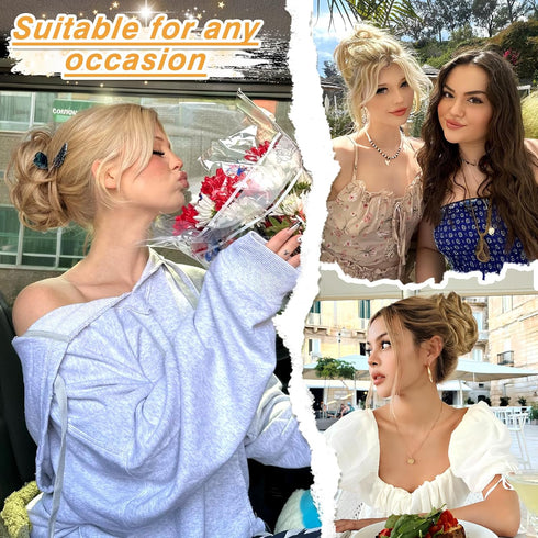 HMD Messy Bun Hair Piece Wavy Curly Scrunchies for Women Hair Bun Hair Piece with Elastic Band Scrunchies Stretchy Fluffy Chignon Ponytail Hairpie...