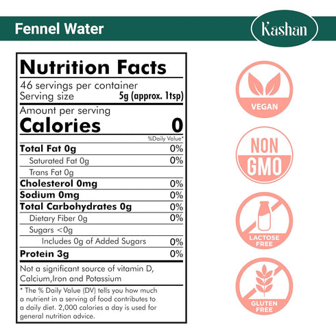 Kashan Natural Fennel Water, Flavour Frappes, Add to Cocktails, Smoothies, Milkshakes and Coffee -Food Grade Baking, Food Flavoring, Beneficial Fo...