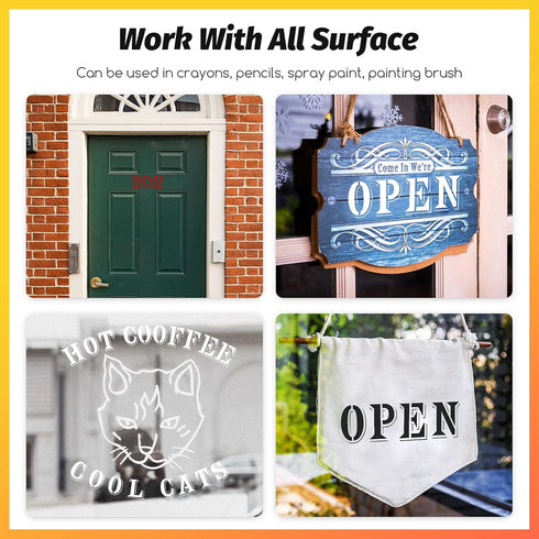 40 Pieces Letter and Number Spray Paint Stencil 4 Inch Curb Stencil Kit Plastic Interlocking Stencils Reusable Alphabet Number Templates with 2 Ro...