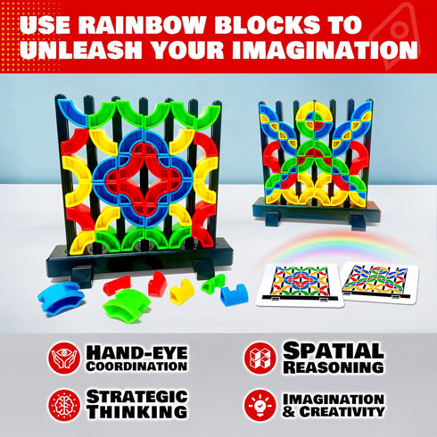 rokt&razo Creative Building Block Set for Toddlers, 30 Pattern Cards, Open-Ended Play Toy for Sensory Development and Problem Solving Skills...