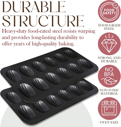 Bellemain Madeleine Pan | 12-Well Madeleine Mold Makes 12 Madeleine Cookies | Nonstick Tea Cake Pan for Madeleines, Cakelet Pan | Warp-Resistant C...