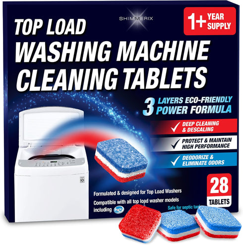 Washing Machine Cleaning Tablets - HE Top Load - 28 Tablets - 1 Plus Year Supply - Eco Friendly Washing Machine Cleaner - Deep Cleaning & Descalin...
