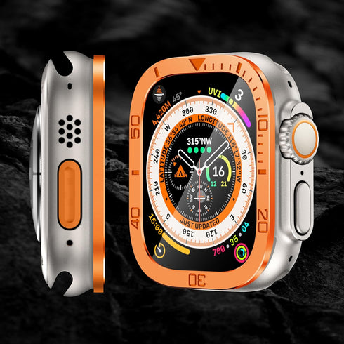 2 Pack Tempered Glass Screen Protector with Titanium Alloy Frame Compatible with Apple Watch Ultra 2 / Ultra Screen Protector 49mm, Waterproof Bez...