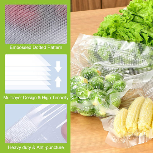 Bonsenkitchen Vacuum Food Sealer Rolls Bags, 2 Packs 8 in x 20 ft, BPA Free, Durable Commercial Customized Size Bags for Storage and Sous Vide Coo...