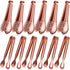 12 Pieces Mini Serving Tongs Small Tongs Serving Utensils, Ice Tongs Mini Sugar Tongs, Small Tongs for Appetizers, 5 Inch and 4 Inch(Rose Gold)...