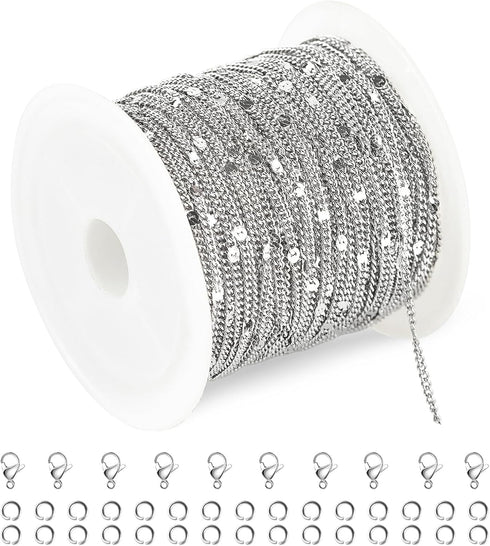 UMAOKANG Silver Necklace Chain for Jewelry Making Stainless Steel Curb Chain Roll Twisted Link Chain Women Necklace DIY Jewelry Supplies...