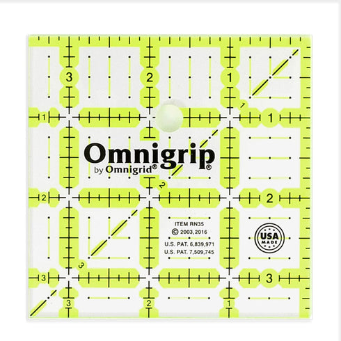 Omnigrip 3-1/2" Square Ruler, Clear Quilting and Sewing Ruler...