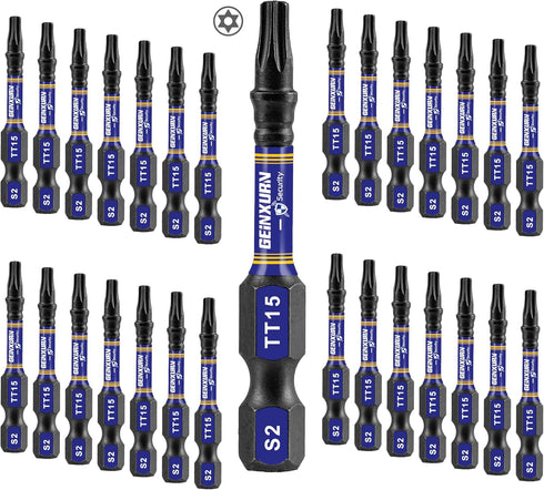 2 In. Security T15 Impact Magnetic Screwdriver Bit Set, 30Pieces #15 Torx Head Power Bit Set, S2 Alloy Steel Hollow Star Bit Set...