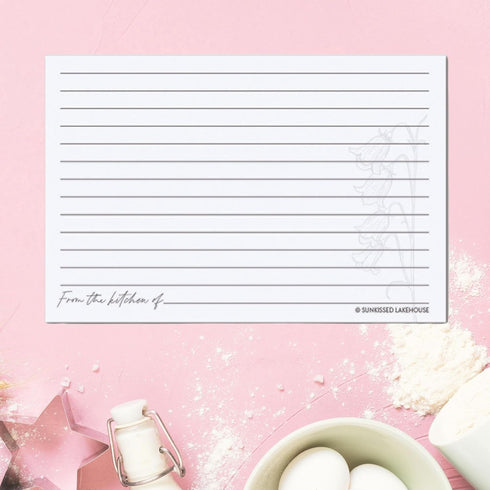 Recipe Cards 4x6 Set of 50 Floral 4x6 Recipe Cards - Thick Pure White Cardstock Recipe Organizer - Easy to Write On Recipe Cards For Bridal Shower...