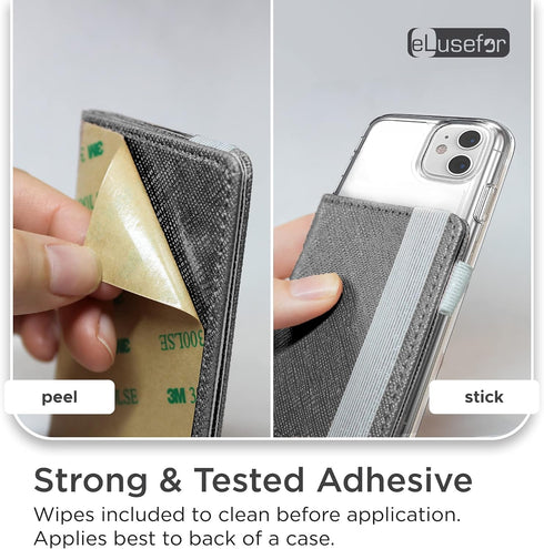 Stick-On Phone Wallet for Back of iPhone or Android Case | 6 Sleeve Credit Card Holder - Pocket for Cards, Money & ID - Built-in Stand - Waterproo...