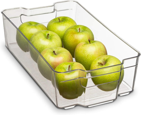 Home Basics Clear Acrylic Food Storage Container Bin for Fridge Freezer or Pantry, Stackable with Handles. Organize Fruit, Vegetables, Yogurt, Sna...