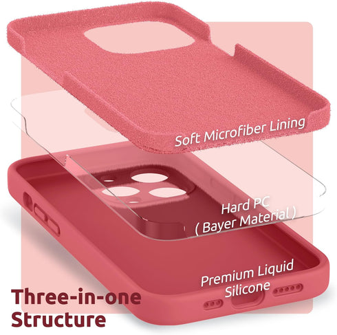 SURPHY Compatible with iPhone 13 Pro Case with Screen Protector, (Camera Protection + Soft Microfiber Lining) Liquid Silicone Phone Case 6.1 inch ...