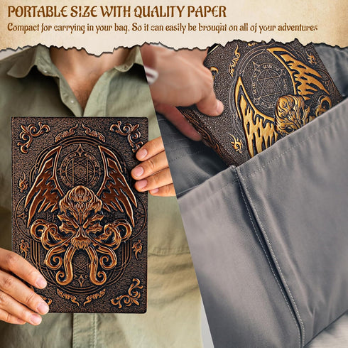 DND Campaign Journal with 3D Cthulhu Embossed Leather Cover - 192 Blank Pages A5 Notebook Great RPG Notepad for GM & Player (Bronze)...
