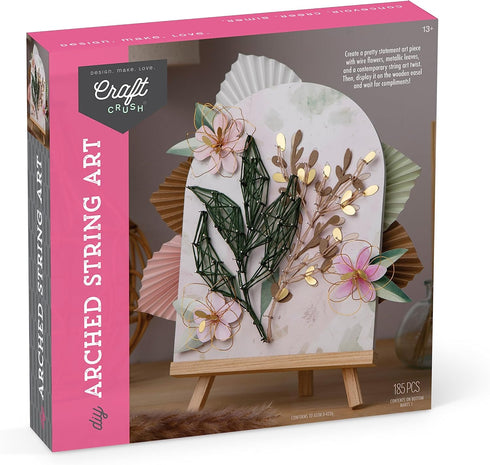 Craft Crush DIY String Art Craft Kit - Floral Interior Design DIY Activity for Teens & Adults - Complete String Art Kit with Embroidery Thread, Fo...
