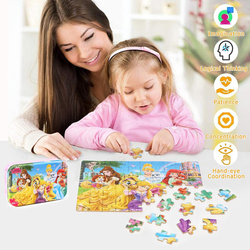 LELEMON Puzzles for Kids Ages 4-8,60 Piece Puzzles for Kids Ages 4-6,Children Jigsaw Puzzles Kids Puzzles in a Metal Box,Educational Learning Puzz...