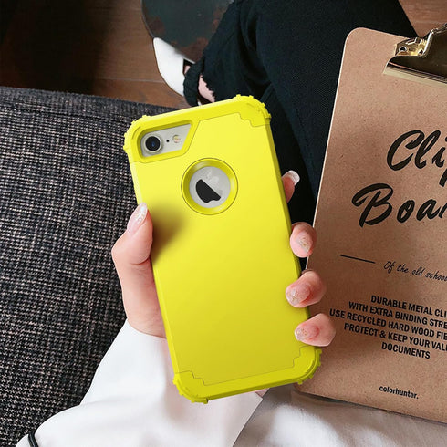 IDweel Heavy Duty Hybrid Hard PC Cover Soft Silicone Bumper Full Body Case for iPhone 8/7, Yellow with Screen Protector......