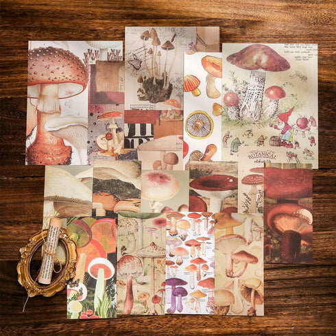 Scrapbooking Supplies Kit, Vintage Mushroom Aesthetic Scrapbook Kit for Bullet Junk Journal, Stationery, A6 Grid Notebook, DIY Journaling Supplies...