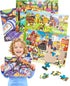 Wooden Puzzles for Kids Ages 3-5, 4 Packs 24 Pcs Wood Jigsaw Puzzles for Toddlers 2-4 4-6, Preschool Educational Brain Teaser Travel Toys Gifts fo...