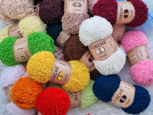 Lamby Soft Yarn Premium 100% Micro Polyester 109 Yds (100 Mt), 3.53 Oz (100 Gr) Soft and Bulky Yarn for Knitting, Crocheting, and Crafting (Bone, ...